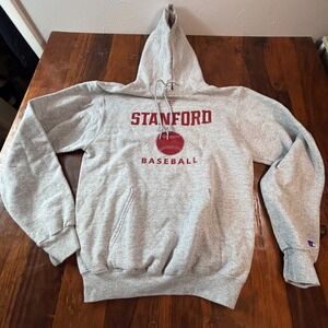 Champion Stanford Baseball Pac-12 Hoodie Mens Small Gray Pullover Sweatshirt